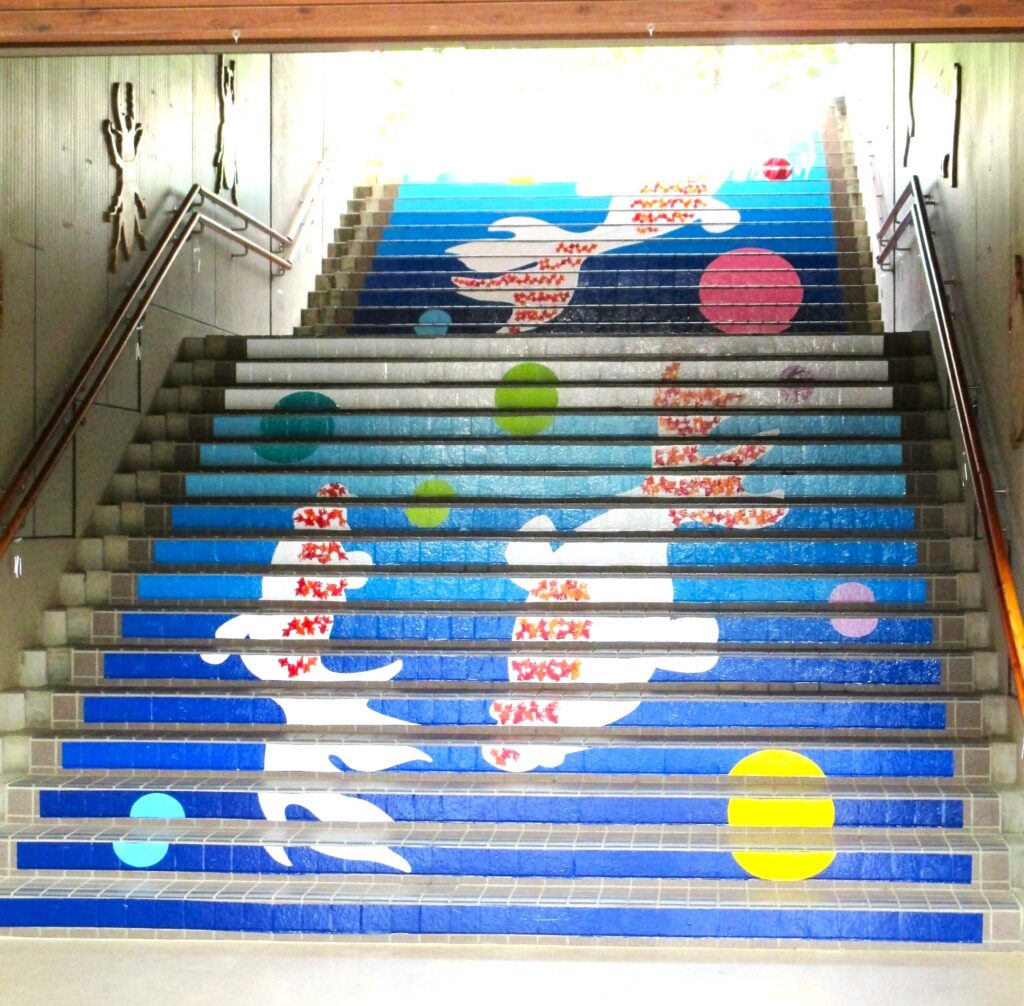 完成した初めての階段アート