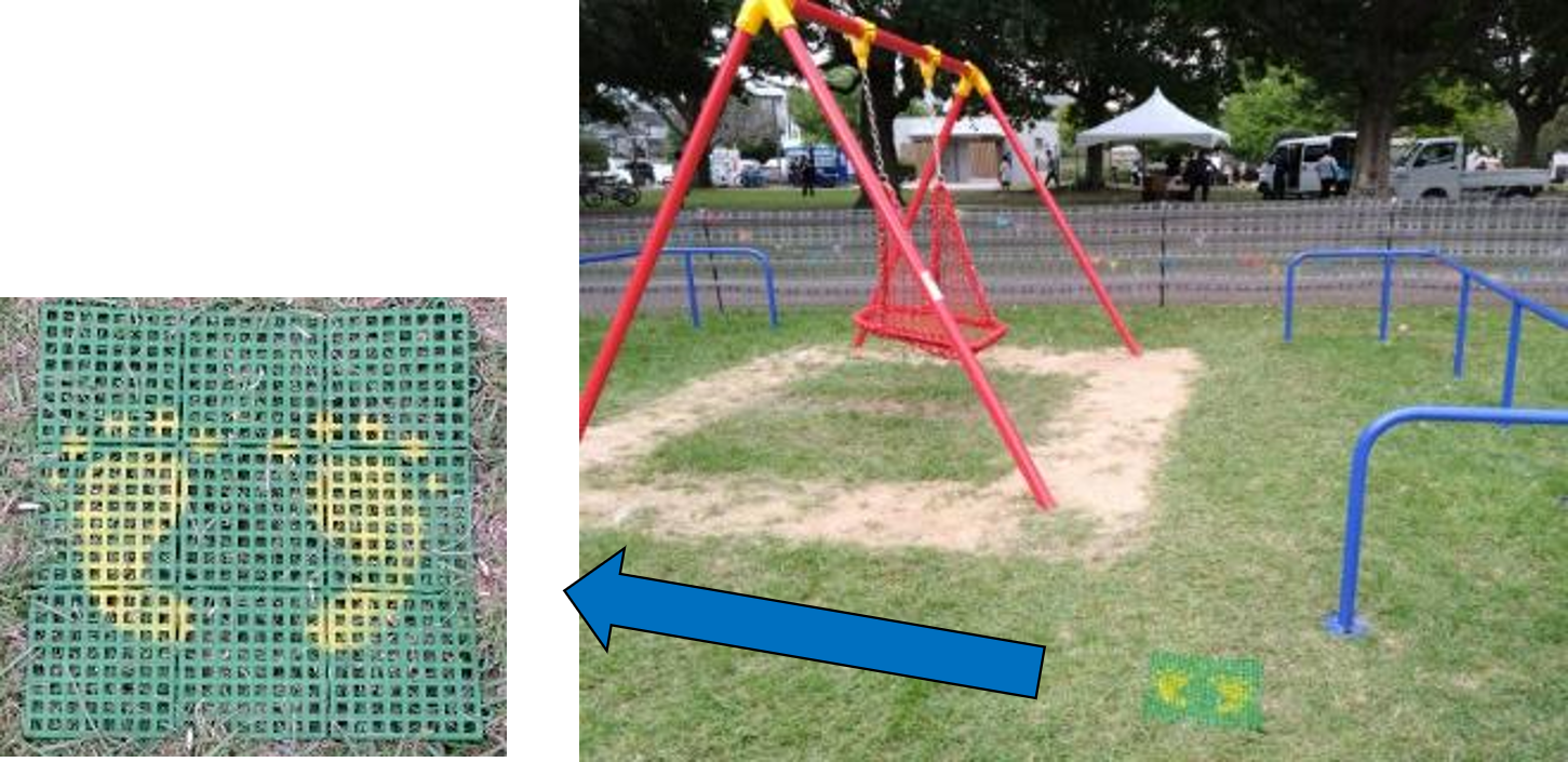 遊具待機位置の足型サイン